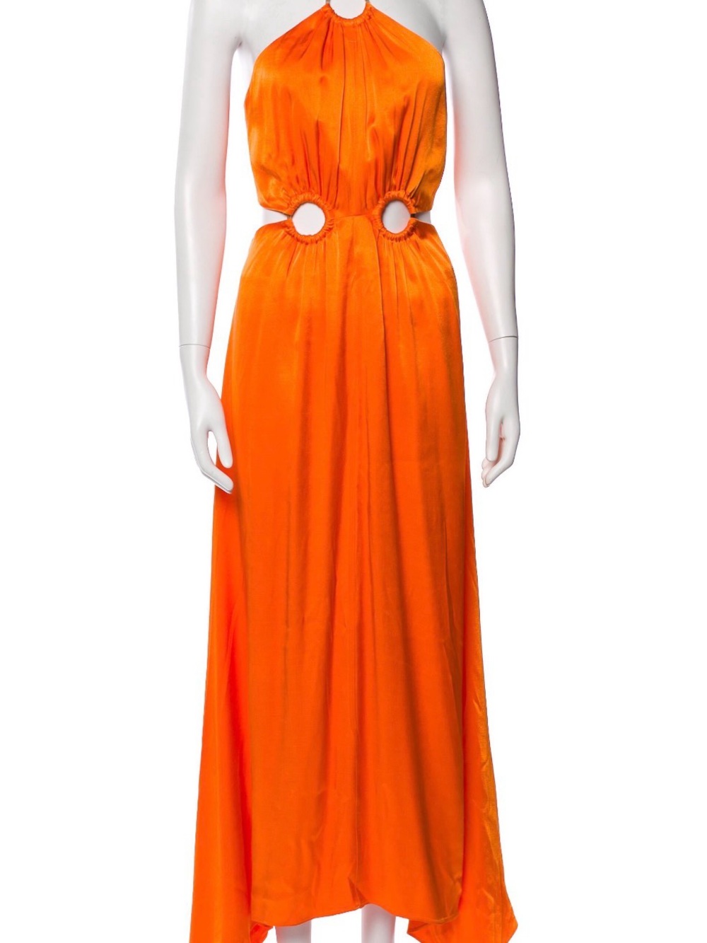 Elliatt Vibrant Orange Halter Maxi Dress with Cutout Rings
